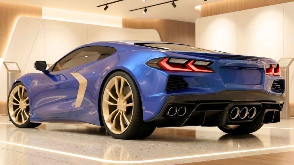 Chevrolet Corvette C8 Azul con Rines Dorados: Diseño Deportivo y Estilo Exclusivo