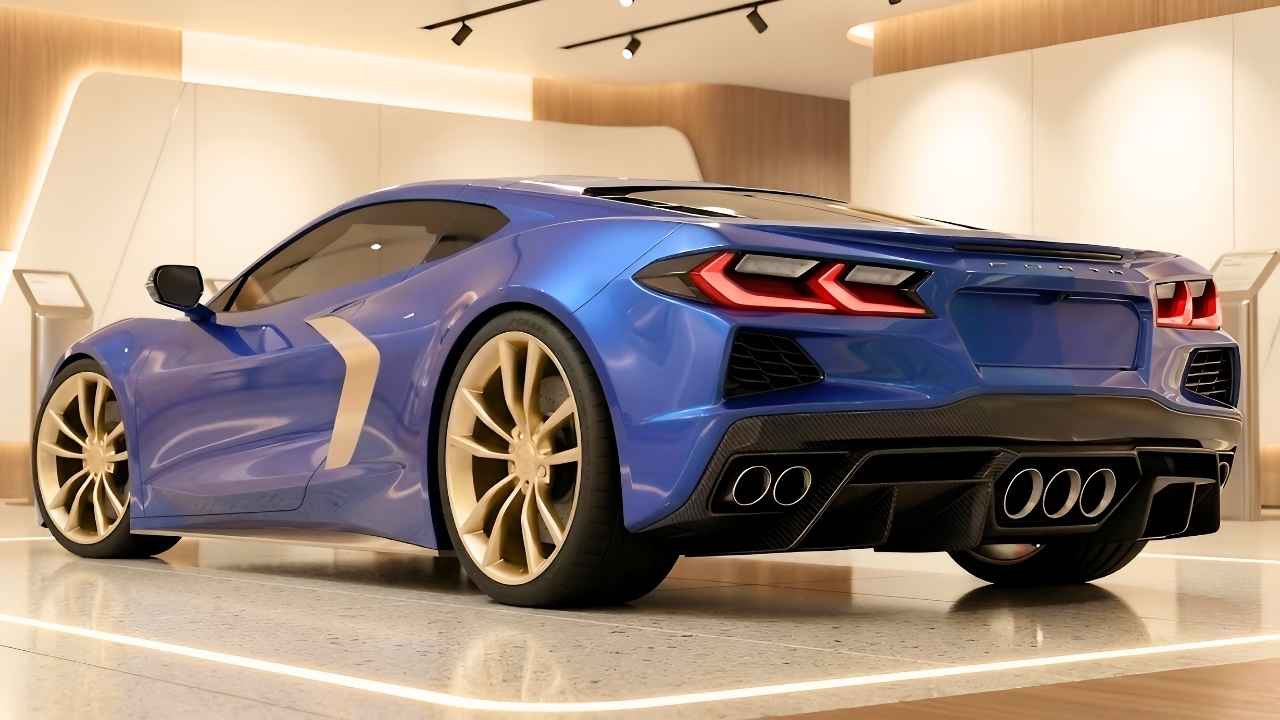 Chevrolet Corvette C8 Azul con Rines Dorados: Diseño Deportivo y Estilo Exclusivo